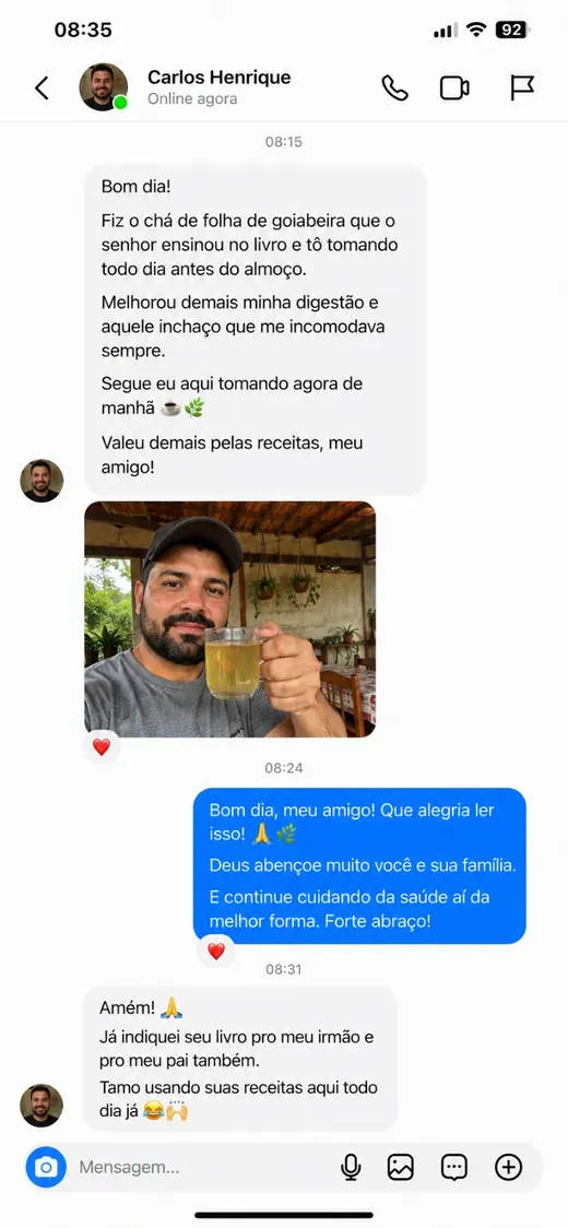 Message screenshot from a woman talking about the product